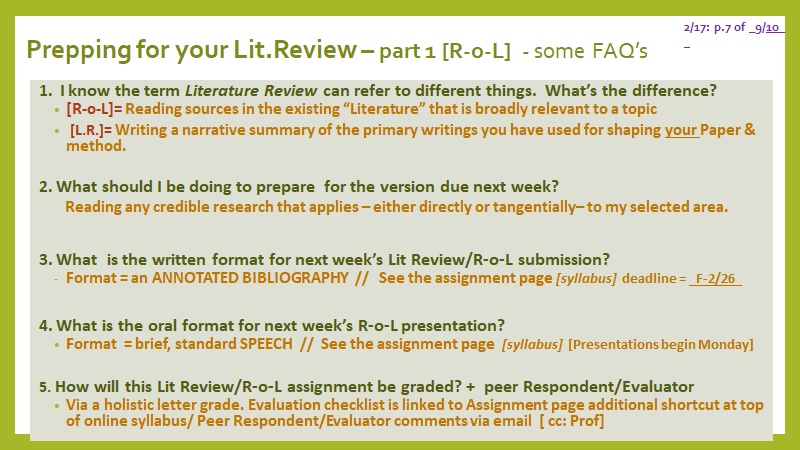 LitReview FAQs S'21