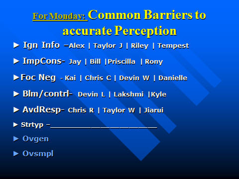 Perception Barrier assignments