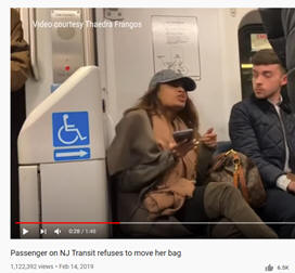 NJ Transit woman won't move LV purse