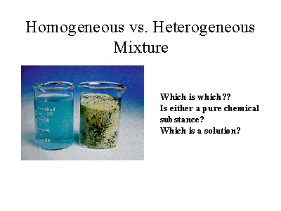 heterogeneous mixture vs homogeneous mixture