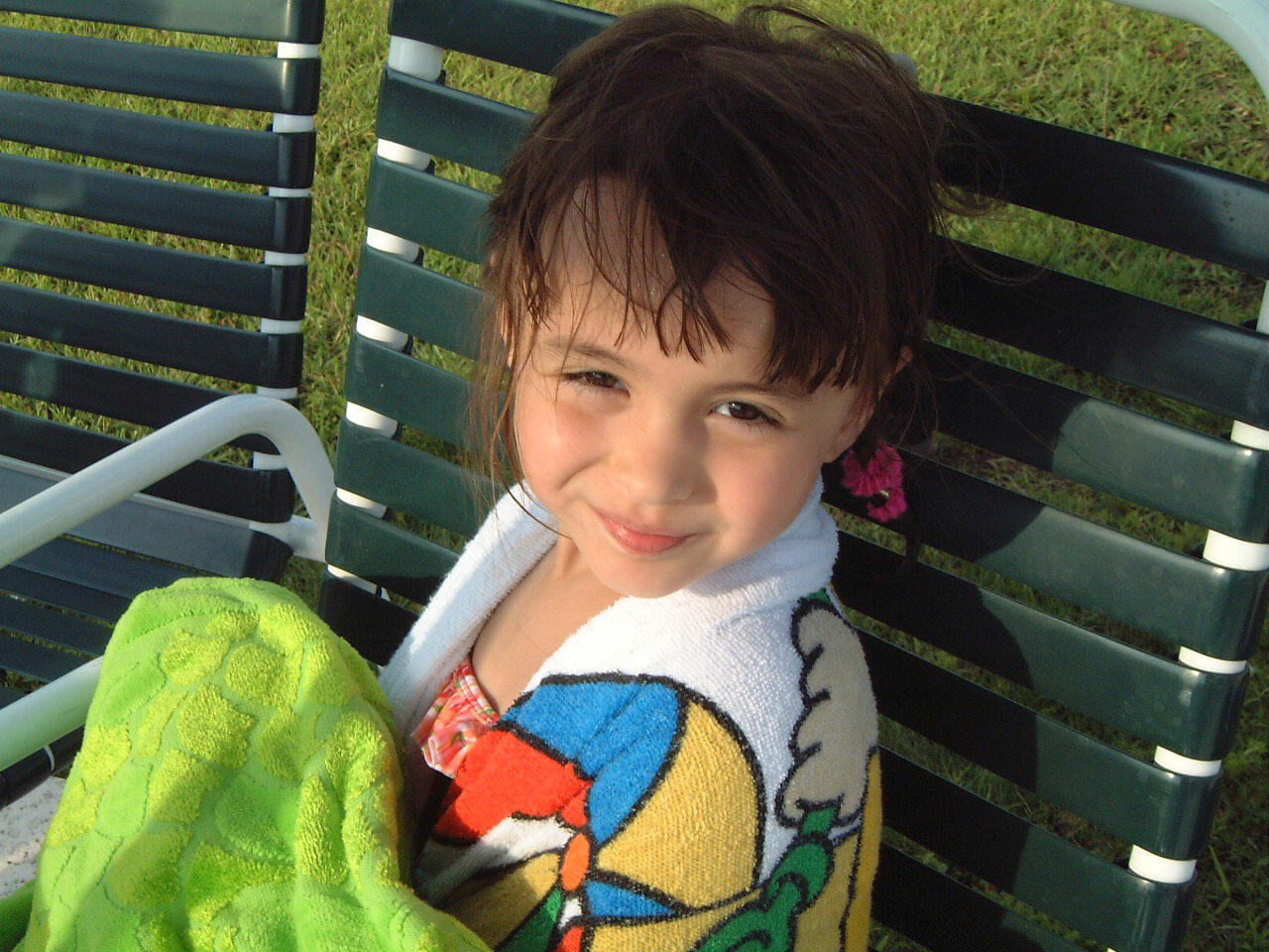 Lauren lounging by the pool