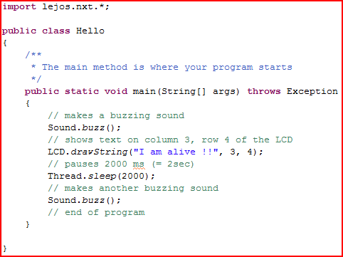 Sample Program Code For Java