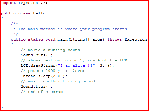 simple java program code